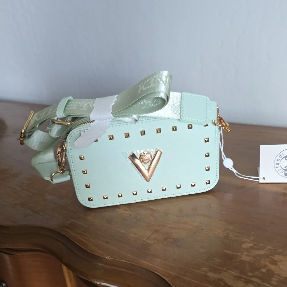 Valentino Orlandi Light Green Crossbody Bag with Gold Accents - Picture 1 of 5